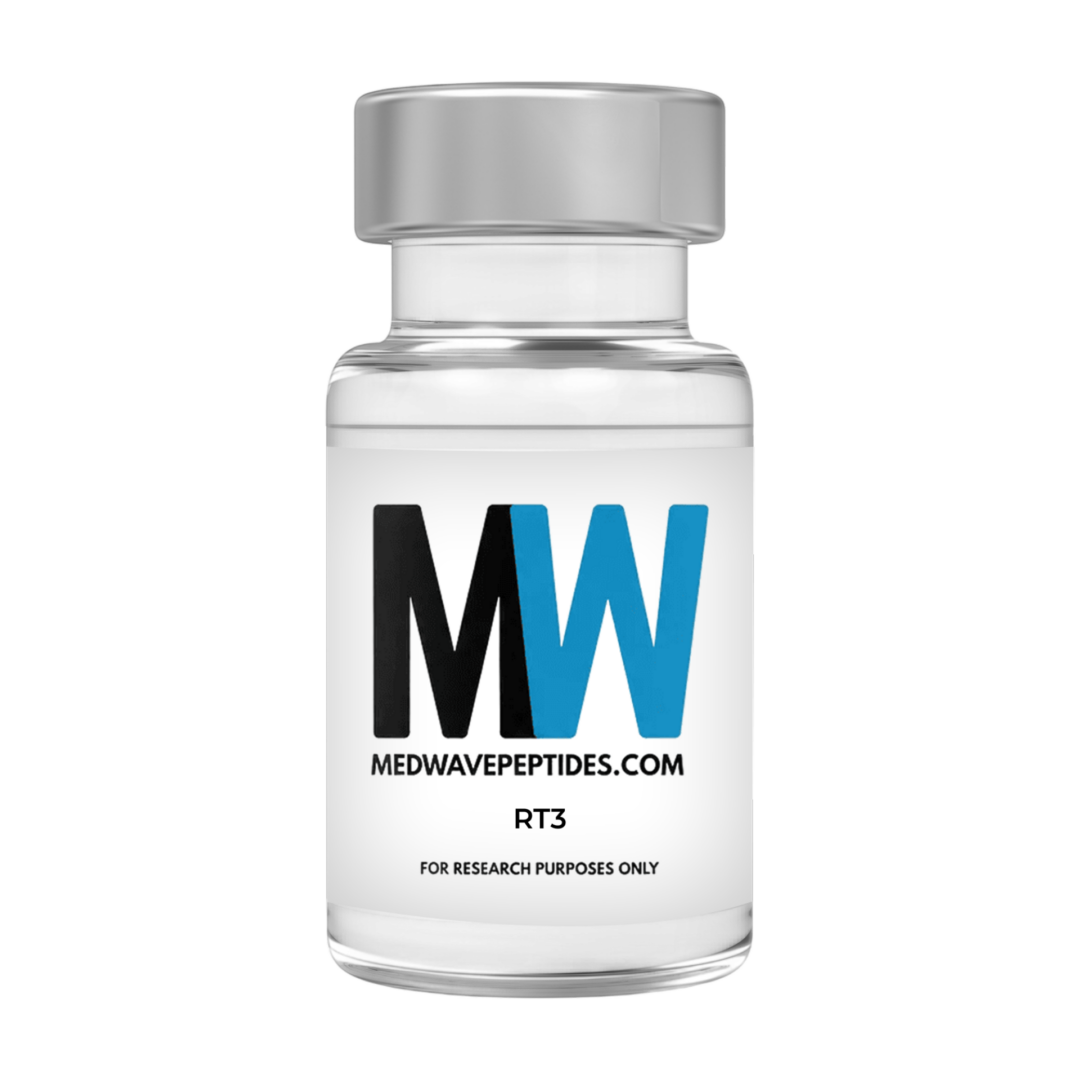 Vial labeled "Medwavepeptides.com RT3".